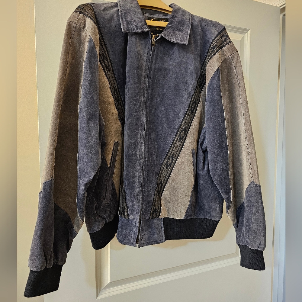 Scully XXL Blue/Grey Leather Southwest Bomber Jacket